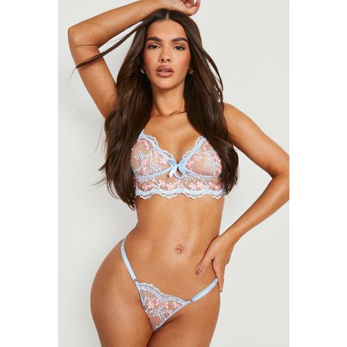 Ensemble Brodé Avec Bralette Et String - M - boohoo - Modalova