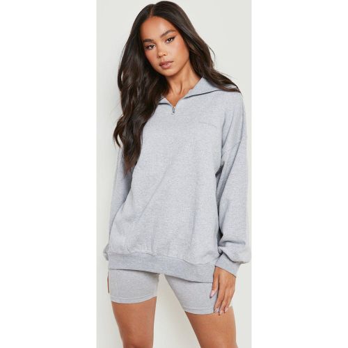 Petite" - Ensemble Avec Sweat Zippé Et Short Cycliste - S - boohoo - Modalova