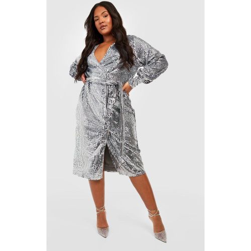 Grande Taille - Robe Portefeuille Pailletée - 44 - boohoo - Modalova