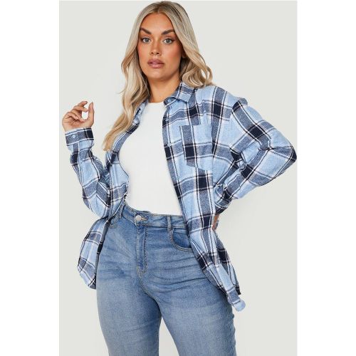 Grande Taille - Chemise Brossée À Carreaux - 46 - boohoo - Modalova