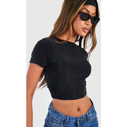 Crop Top Soyeux À Manches Courtes - 34 - boohoo - Modalova