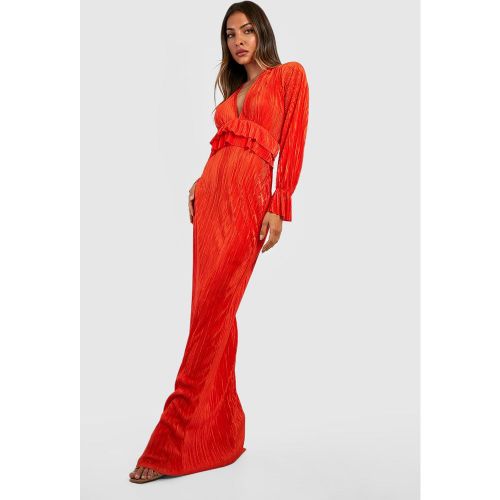 Robe Longue Plissée À Volants - 36 - boohoo - Modalova