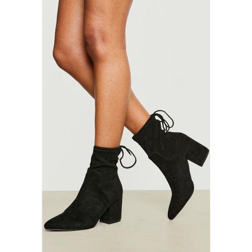 Bottines Chaussettes À Talon Carré Et Lacets - 36 - boohoo - Modalova