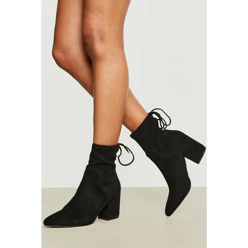 Bottines Chaussettes À Talon Carré Et Lacets - 37 - boohoo - Modalova