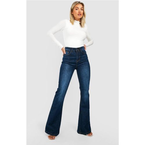 Jean Flare Délavé Taille Mi-Haute - 38 - boohoo - Modalova