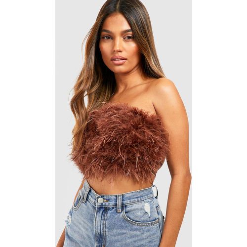 Crop Top À Plumes - 42 - boohoo - Modalova