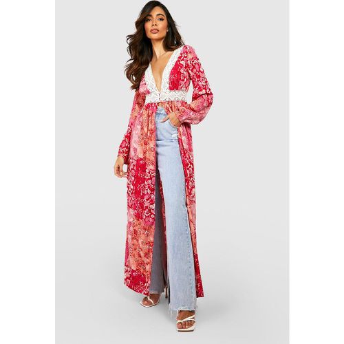 Kimono De Plage En Crochet À Imprimé Cachemire - boohoo - Modalova