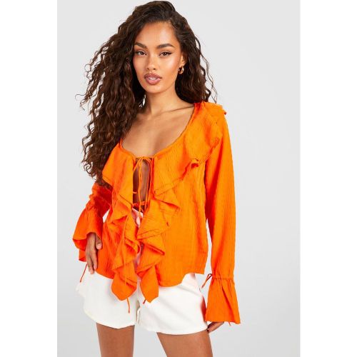 Blouse Texturée À Volants - 38 - boohoo - Modalova