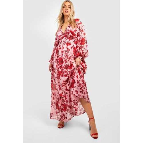 Grande Taille - Robe Plumetis Fleurie En Mesh - 54 - boohoo - Modalova