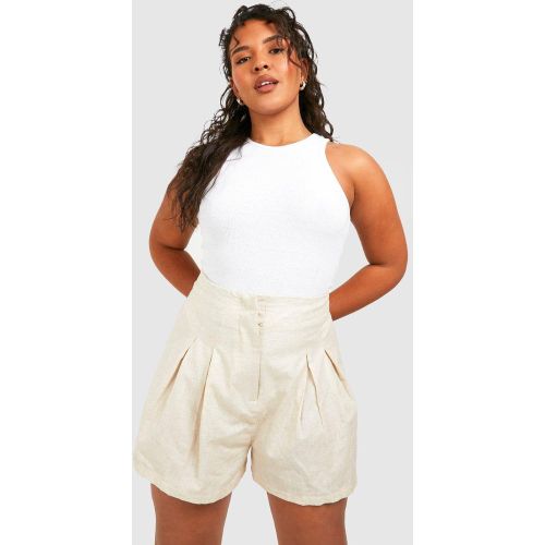 Grande Taille - Short Plissé En Lin - 44 - boohoo - Modalova