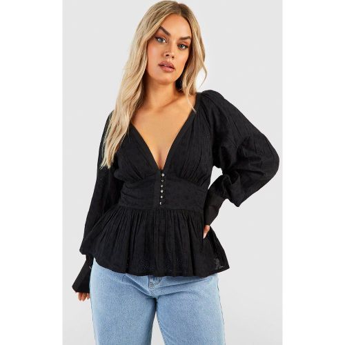 Grande Taille - Top Boutonné À Volants - 50 - boohoo - Modalova
