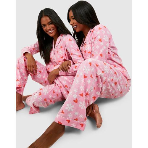 Pyjama De Noël À Imprimé Cœurs - 34 - boohoo - Modalova