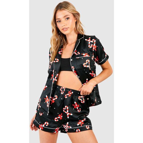 Ensemble De Pyjama Satiné À Imprimé Sucre D'Orge - 38 - boohoo - Modalova