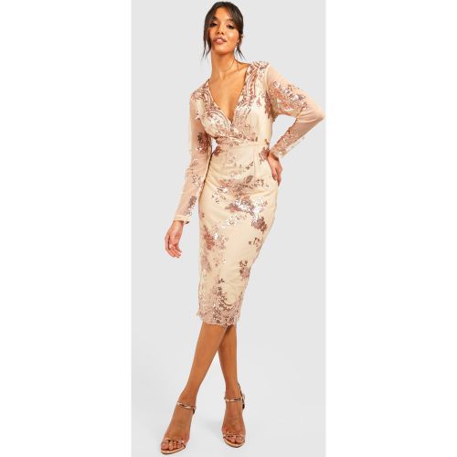 Robe Mi-Longue En Mesh À Paillettes - 38 - boohoo - Modalova
