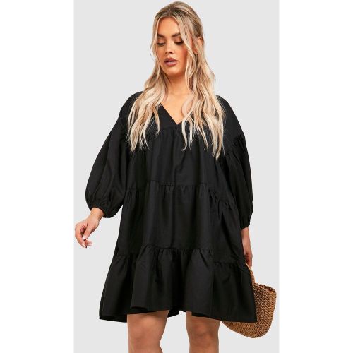 Grande Taille - Robe Babydoll Froncée À Manches Bouffantes - 50 - boohoo - Modalova
