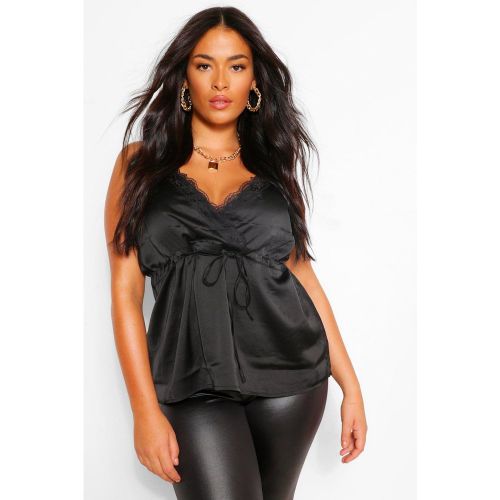 Grande Taille - Top Satiné En Dentelle - 48 - boohoo - Modalova