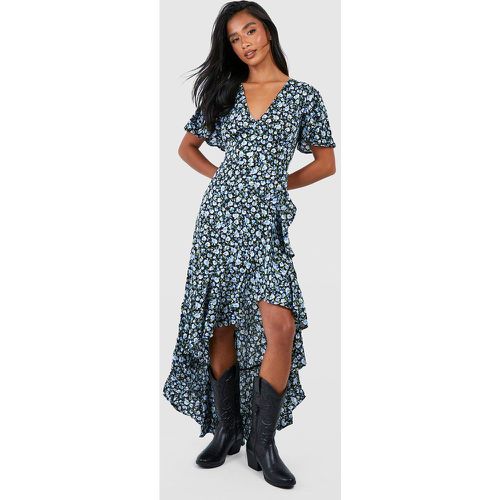 Petite" - Robe Portefeuille Mi-Longue Fleurie - 36 - boohoo - Modalova