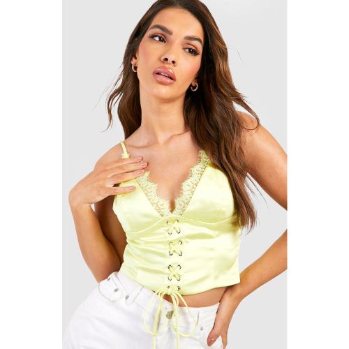 Corset Satiné À Lacets - 42 - boohoo - Modalova
