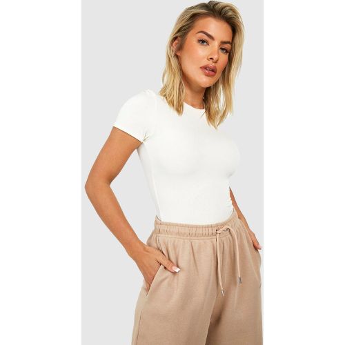 Body Soyeux À Manches Courtes - Blanc Écru - 34, Blanc Écru - boohoo - Modalova