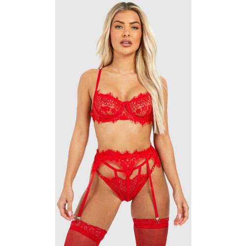 Ensemble De Lingerie En Dentelle À Bralette Et String - L - boohoo - Modalova