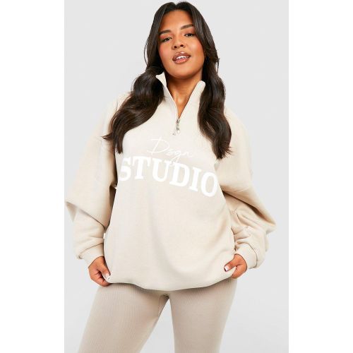 Grande Taille - Sweat À Slogan Et Col Zippé - 44 - boohoo - Modalova