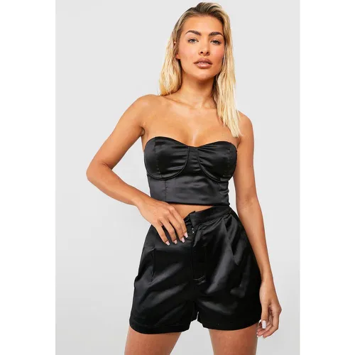 Short Satiné Taille Haute - 38 - boohoo - Modalova