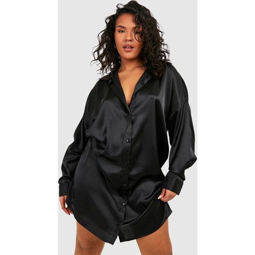 Grande Taille - Robe Chemise Satinée - 44 - boohoo - Modalova