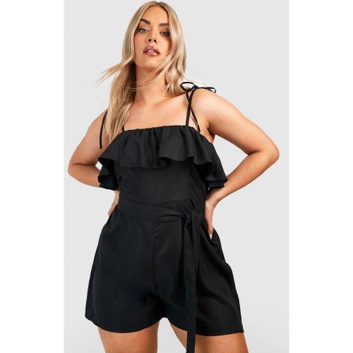 Grande Taille - Combishort À Ceinture Et Volants - 44 - boohoo - Modalova
