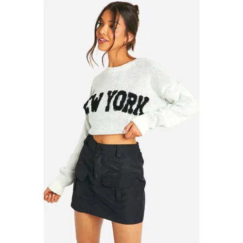 Mini-Jupe Cargo Taille Mi-Haute - 34 - boohoo - Modalova