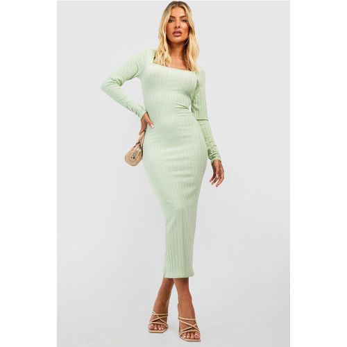 Robe Mi-Longue Côtelée À Col Carré - 38 - boohoo - Modalova