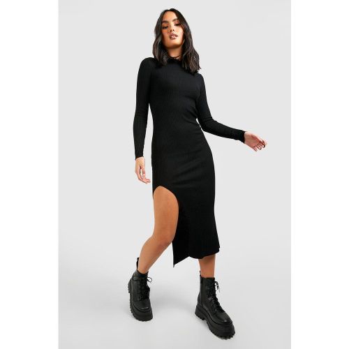 Robe Mi-Longue Côtelée À Col Montant - S - boohoo - Modalova