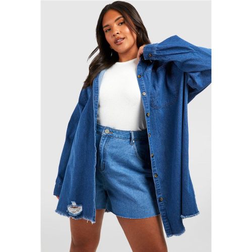Grande Taille - Chemise En Jean Déchiré - 52 - boohoo - Modalova