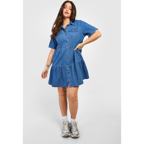 Grande Taille - Robe Babydoll En Jean - 46 - boohoo - Modalova