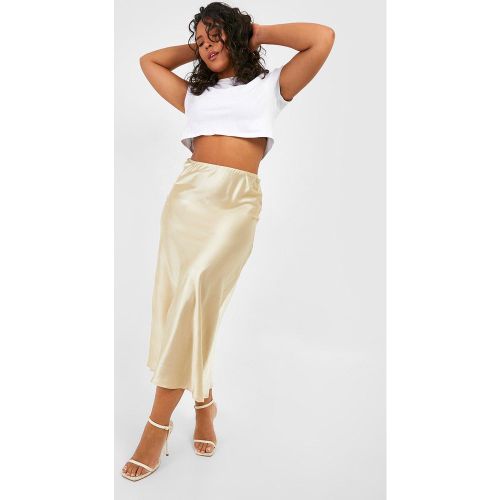 Grande Taille - Jupe Mi-Longue Satinée - 44 - boohoo - Modalova