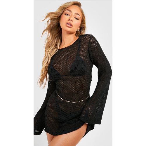 Robe De Plage En Crochet À Manches Évasées - M - boohoo - Modalova