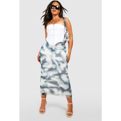 Grande Taille - Jupe Mi-Longue En Mesh À Imprimé Marbre - 44 - boohoo - Modalova