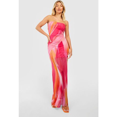 Robe Longue En Mesh Imprimé Abstrait - 40 - boohoo - Modalova