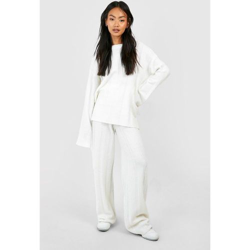 Ensemble Côtelé Avec Pull Et Pantalon Flare - Blanc Écru - 40, Blanc Écru - boohoo - Modalova