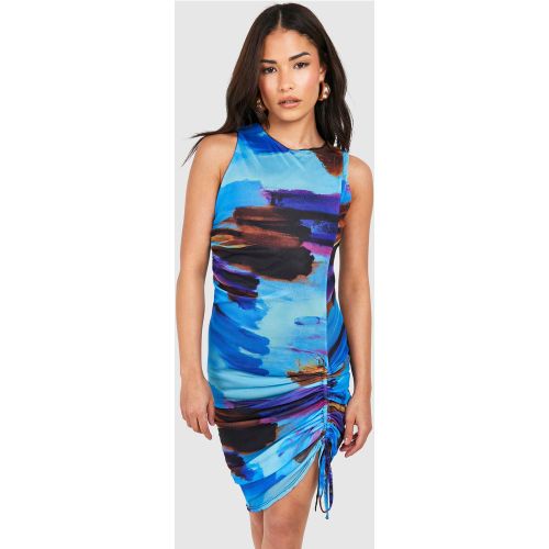 Robe Moulante Froncée À Imprimé Abstrait - 32 - boohoo - Modalova