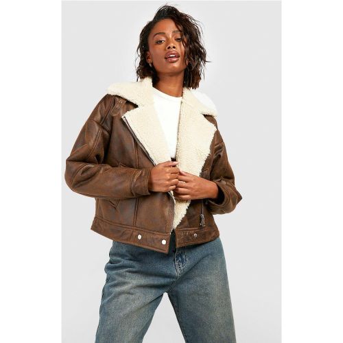 Blouson Aviateur Délavé - 40 - boohoo - Modalova