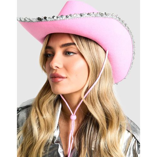 Chapeau De Cowboy À Sequins - One Size - boohoo - Modalova