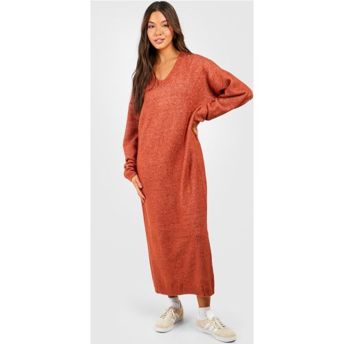 Robe Pull Mi-Longue Col V En Maille Douce - 40 - boohoo - Modalova
