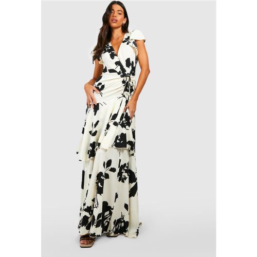 Tall" - Robe Portefeuille Fleurie Froncée - 34 - boohoo - Modalova