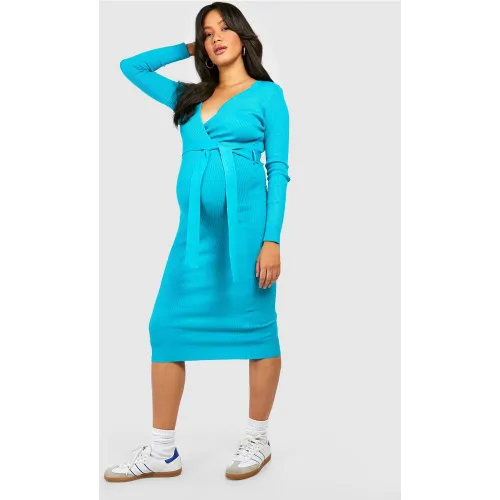 Maternité - Robe De Grossesse Portefeuille Mi-Longue - 36 - boohoo - Modalova