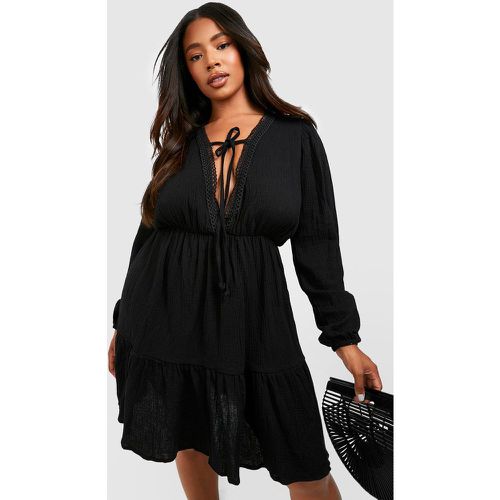 Grande Taille - Robe Babydoll Nouée - 46 - boohoo - Modalova