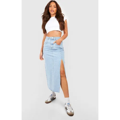 Tall" - Jupe Mi-Longue Fendue En Jean - 38 - boohoo - Modalova