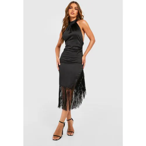 Robe Mi-Longue Premium À Franges - 44 - boohoo - Modalova