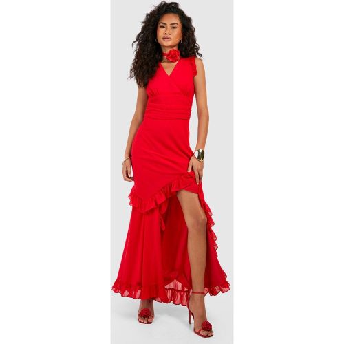 Robe Portefeuille Longue À Volants - 36 - boohoo - Modalova
