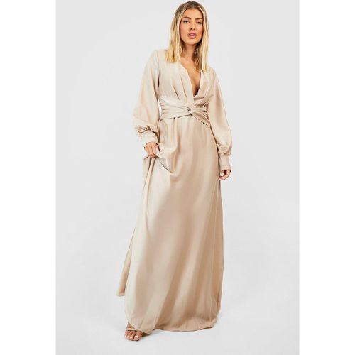 Robe Longue Satinée Torsadée - 36 - boohoo - Modalova