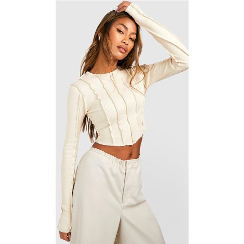 Crop Top Côtelé À Coutures Apparentes - 36 - boohoo - Modalova